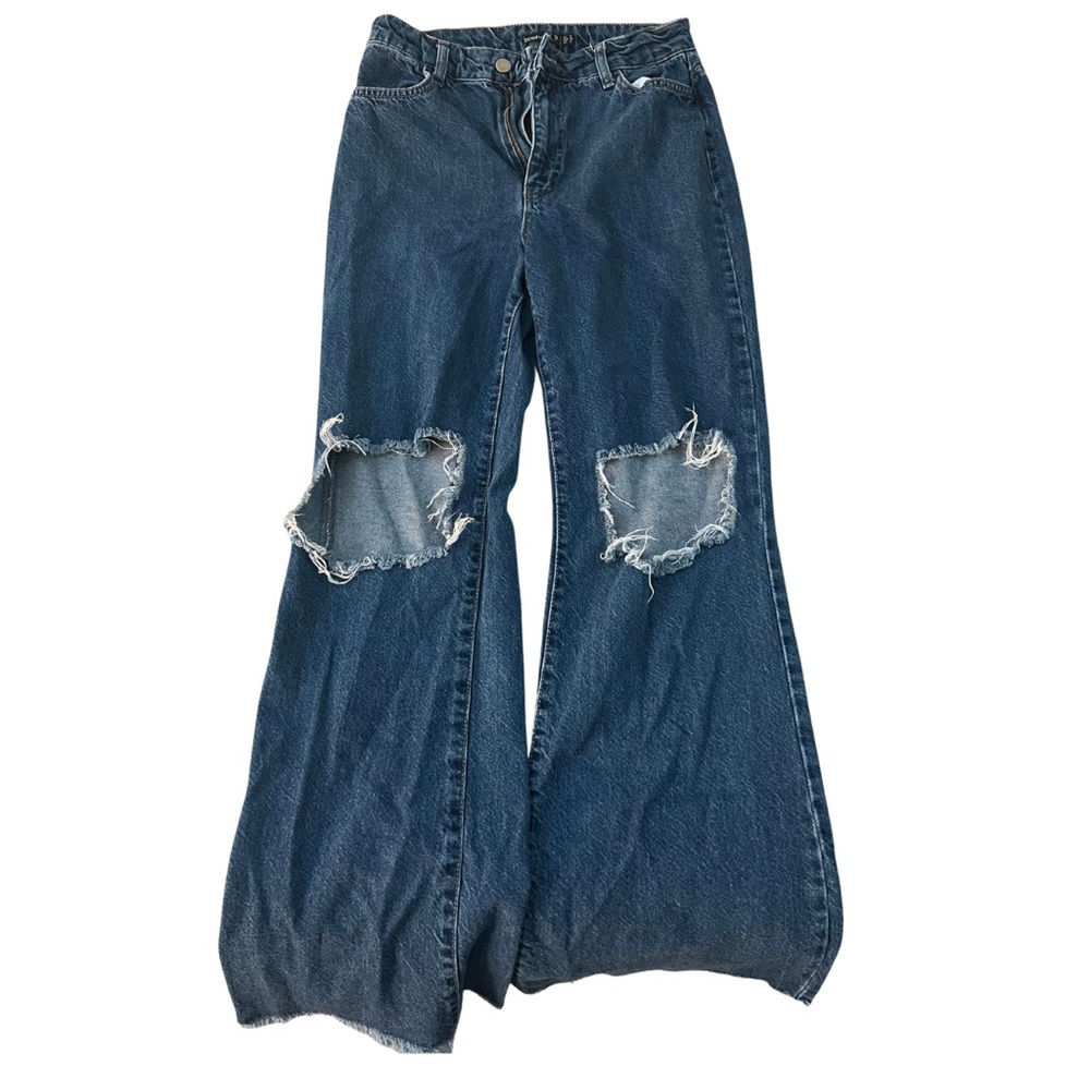 Blue Ripped Bellbottom Jeans
